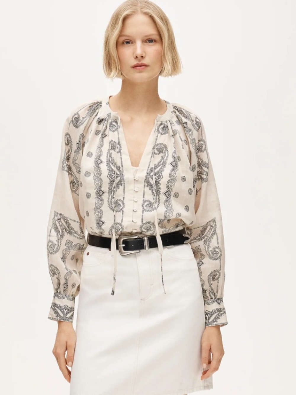 J crew Popover top in bandana-print ramie